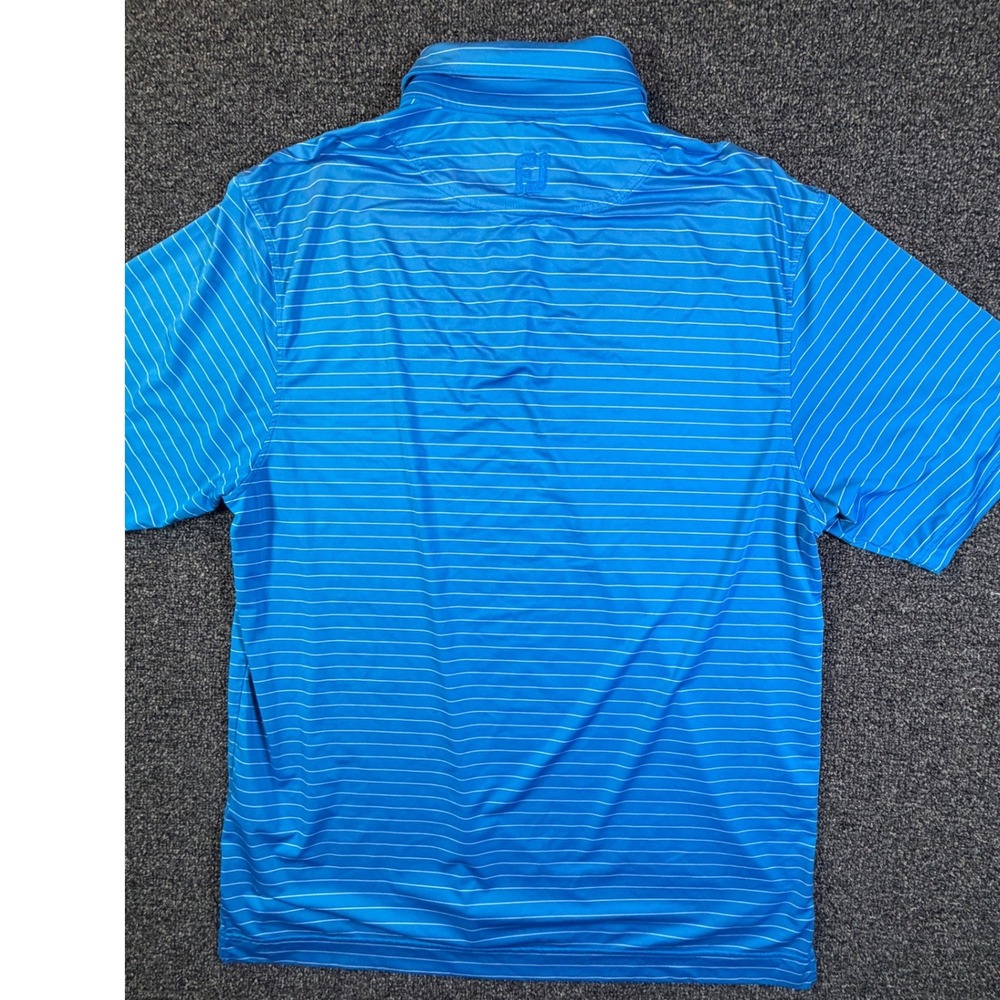 FootJoy Mens ProDry Striped Golf Polo Shirt Blue White Short Sleeve Large - Picture 2 of 5